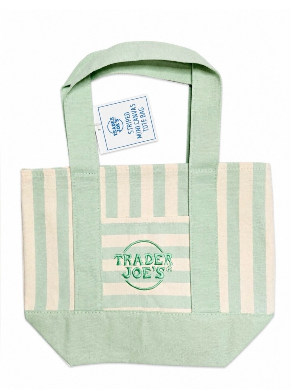 New Trader Joe's Green Pastel Stripe Tote Bag Summer 2026